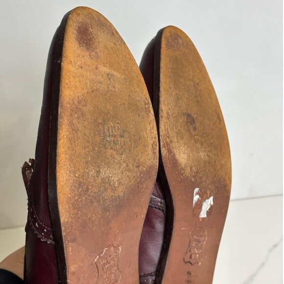 Polo Men Leather Kiltie Tassel Wingtip Slip Loafers Shoes Burgundy Size 9 - Picture 5 of 11